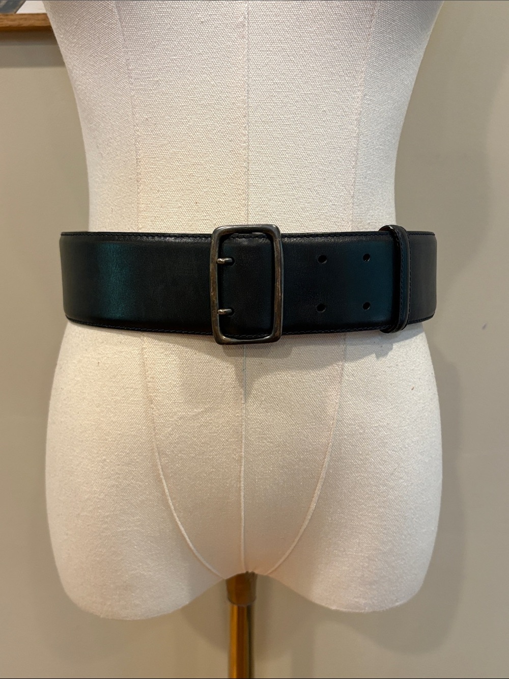 Vintage Polo Ralph Lauren Wide Leather Double Prong Belt Made in Italy *As-Is*